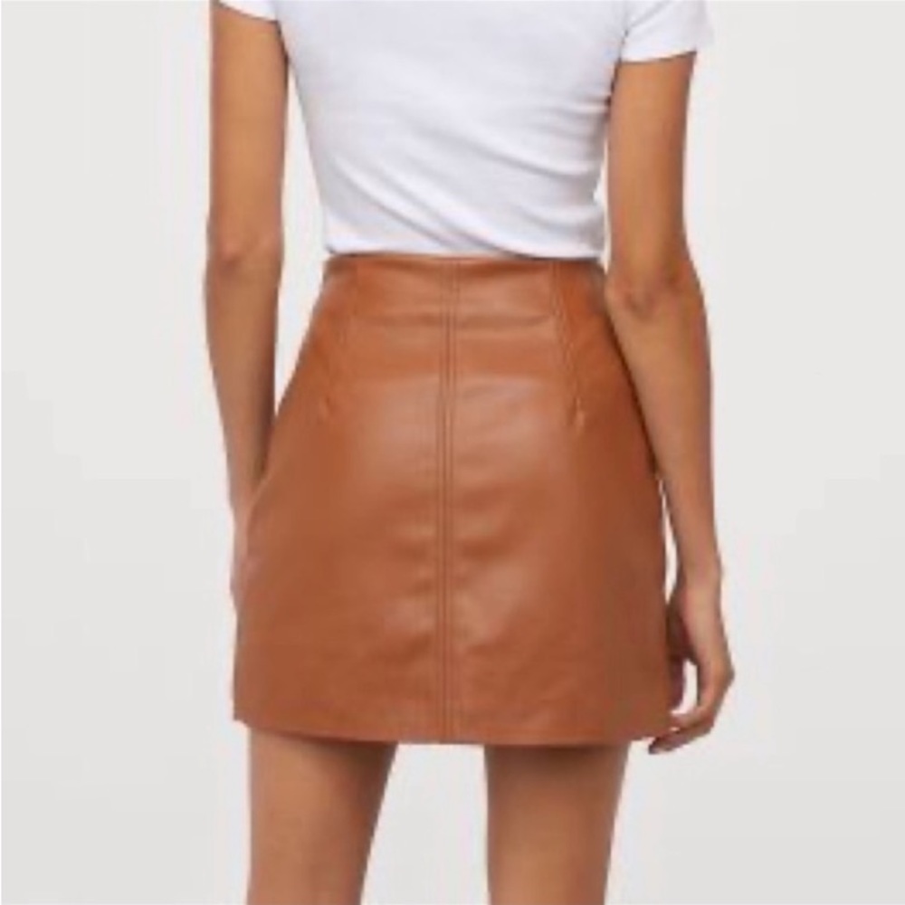 H&M Brown Faux Leather Mini Skirt